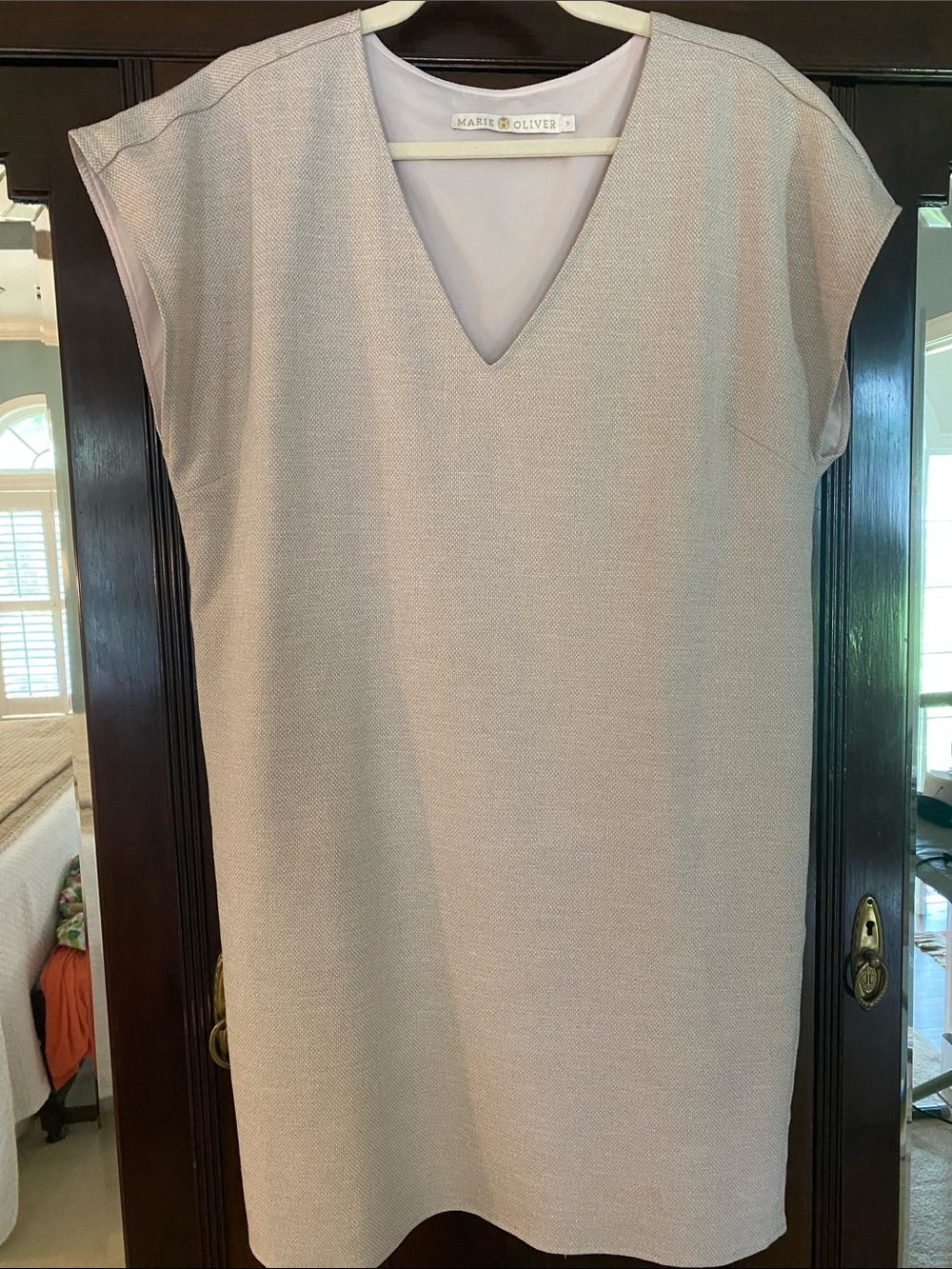Marie Oliver Cream V-Neck Textured Dress